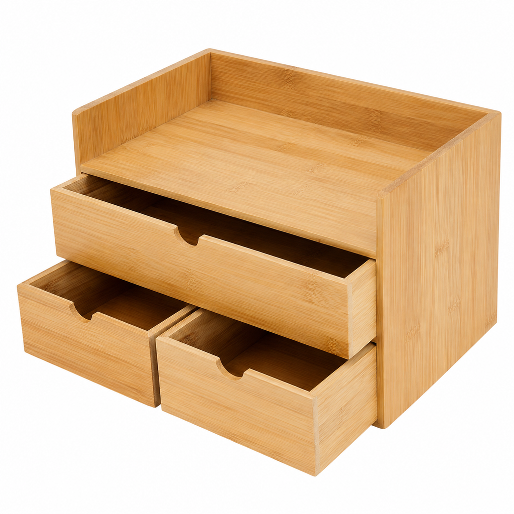 Bamboo Desk Organizer Set – 3 Drawers, Minimalist Storage