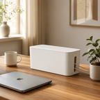 Minimalist Cable Management Box – Hidden Cord Storage, Desk Organizer