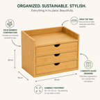 Bamboo Desk Organizer Set – 3 Drawers, Minimalist Storage