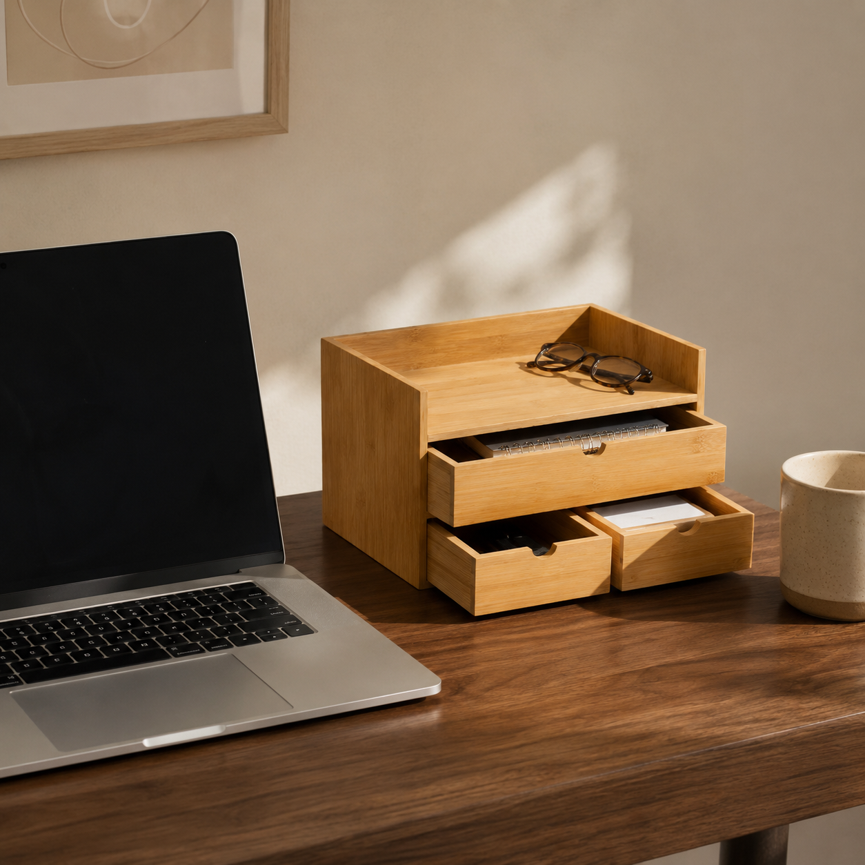 Bamboo Desk Organizer Set – 3 Drawers, Minimalist Storage