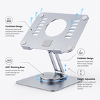Aluminum Foldable Laptop Stand – 360° Rotating, Adjustable Height