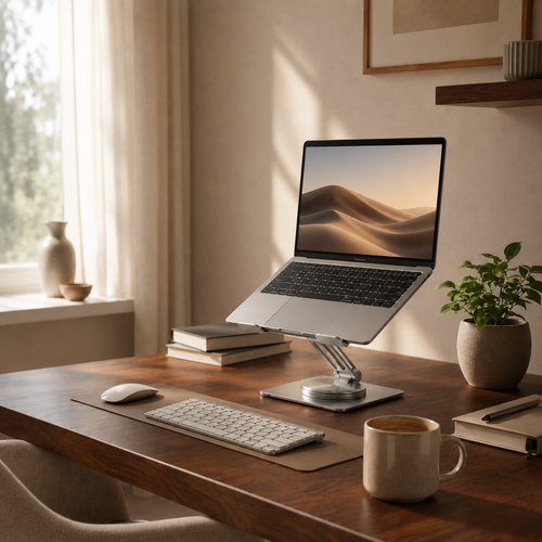 Aluminum Foldable Laptop Stand – 360° Rotating, Adjustable Height