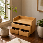 Casly Bamboo Desk Organizer additional detail view of drawer construction