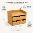 Casly Bamboo Desk Organizer additional angle showing natural wood grain